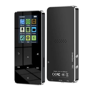 1,8-инчов метален MP3 MP4 музикален Walkman плейър Bluetooth FM радио будилник крачкомер електронна книга високоговорител аудио сензорно управление HIFI нов