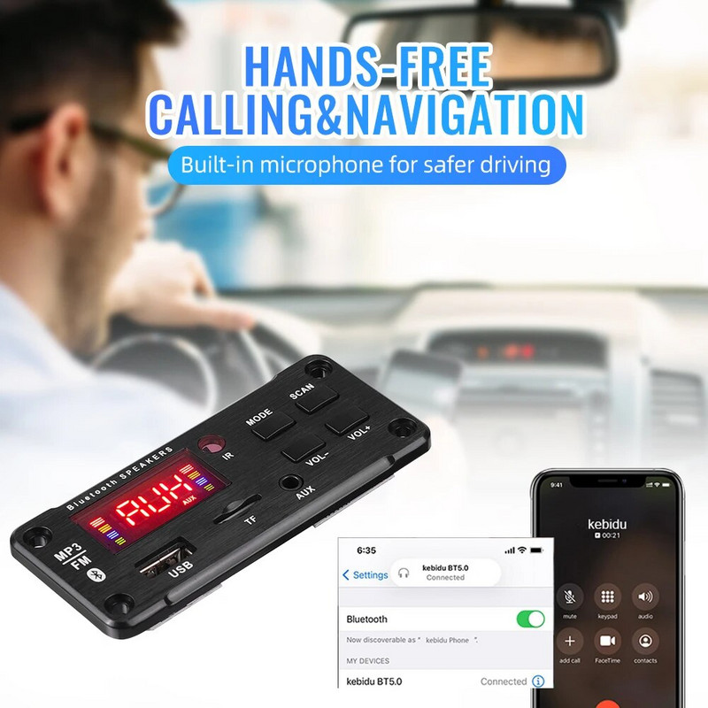 50 W pastiprinātājs Bluetooth 5.0 DIY MP3 dekoderis 25W DC 9V 12V USB barošanas avots TF FM radio MP3 atskaņotājs automašīnas audio mūzikas skaļrunim