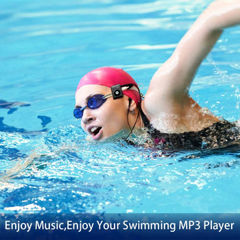 Mini IPX8 Водоустойчив MP3 плейър за плуване Стерео музика MP3 Walkman FM радио Спорт Бягане HiFi Стерео музикални слушалки