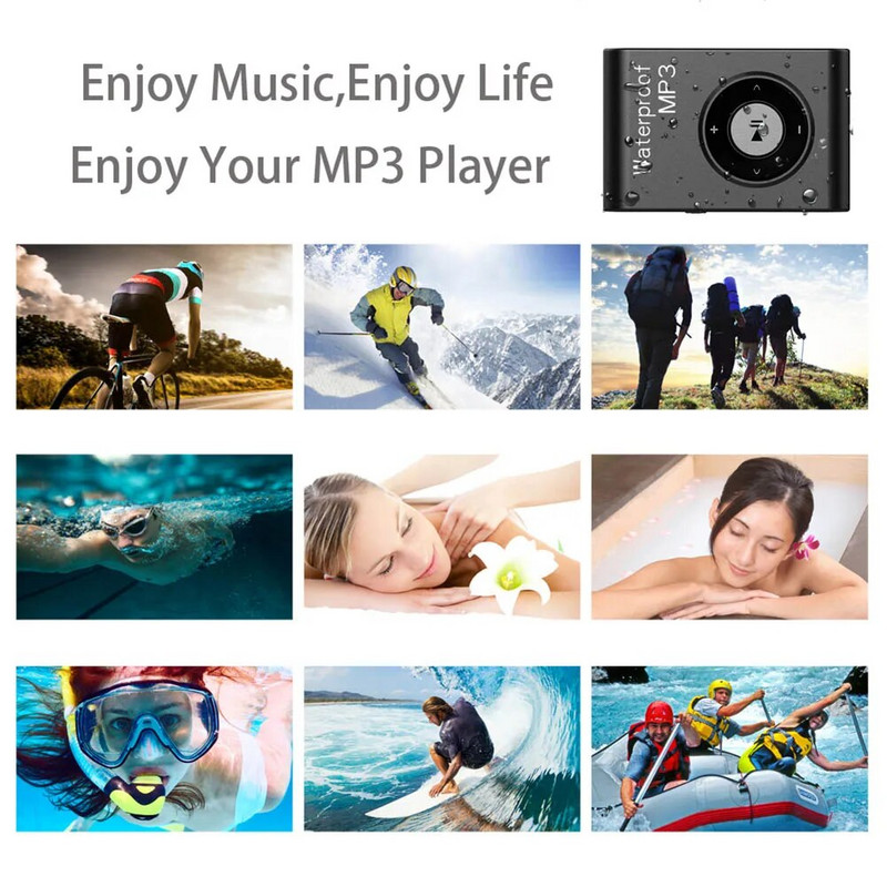 Mini IPX8 vízálló úszó MP3 lejátszó Sztereó Zene MP3 Walkman FM Rádió Sport Futó HiFi Sztereó Zene Fejhallgató
