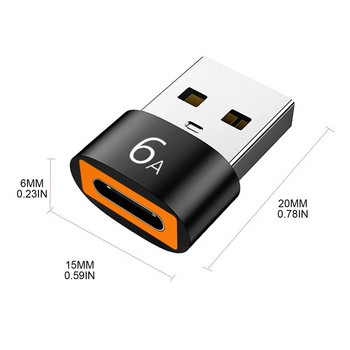 Τύπος C σε USB 3.0 Υποδοχή προσαρμογέα OTG Υποστήριξη Μεταφορά δεδομένων φόρτισης ισχύος 6A Μετατροπέας ήχου USB C Θηλυκό σε Ανδρικό USB