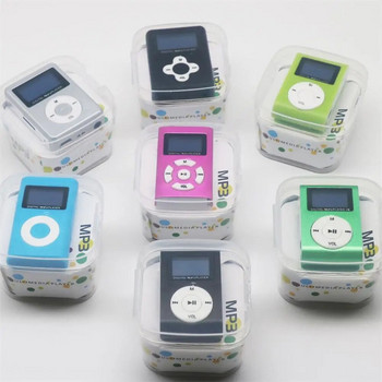 Mini Cube MP3 Player Display Φορητό Walkman μουσικής τύπου επαναφορτιζόμενου κλιπ με καλώδιο USB και ακουστικά Υποστήριξη κάρτας TF