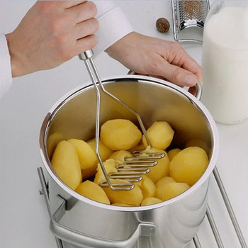 Ръчна преса за картофи за гладко картофено пюре от неръждаема стомана Творчески кухненски джаджи Защита на ръцете Плодове