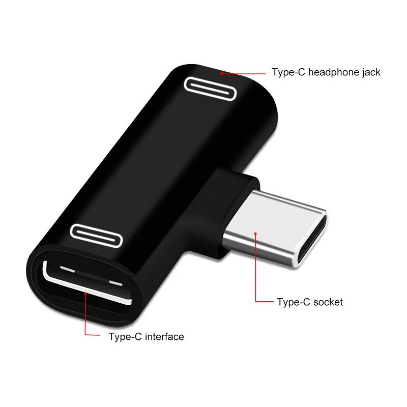 Dual 2 Az 1 USB-C Type C OTG kábeladapter osztó fülhallgató fejhallgató átalakító audio töltő adapter