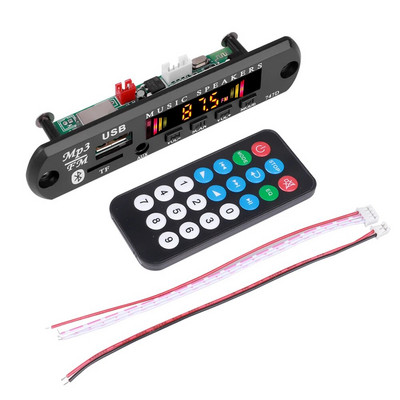 DC 12V Bluetooth 5.0 Направи си сам MP3 WMA декодерна платка 6,5 mm микрофон Car Audio USB TF FM радио MP3 музикален плейър с дистанционно управление