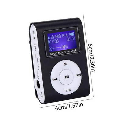 Mini USB metalinis klipas MP3 grotuvas LCD ekrano palaikymas MicroSD TF kortelės lizdas Skaitmeninis mp3 muzikos grotuvas Kelionių priedai