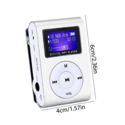 Mini USB metalinis klipas MP3 grotuvas LCD ekrano palaikymas MicroSD TF kortelės lizdas Skaitmeninis mp3 muzikos grotuvas Kelionių priedai