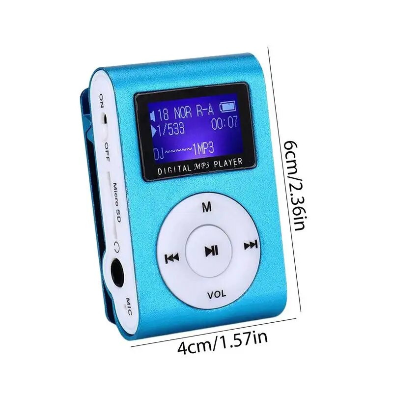 Mini USB metalinis klipas MP3 grotuvas LCD ekrano palaikymas MicroSD TF kortelės lizdas Skaitmeninis mp3 muzikos grotuvas Kelionių priedai