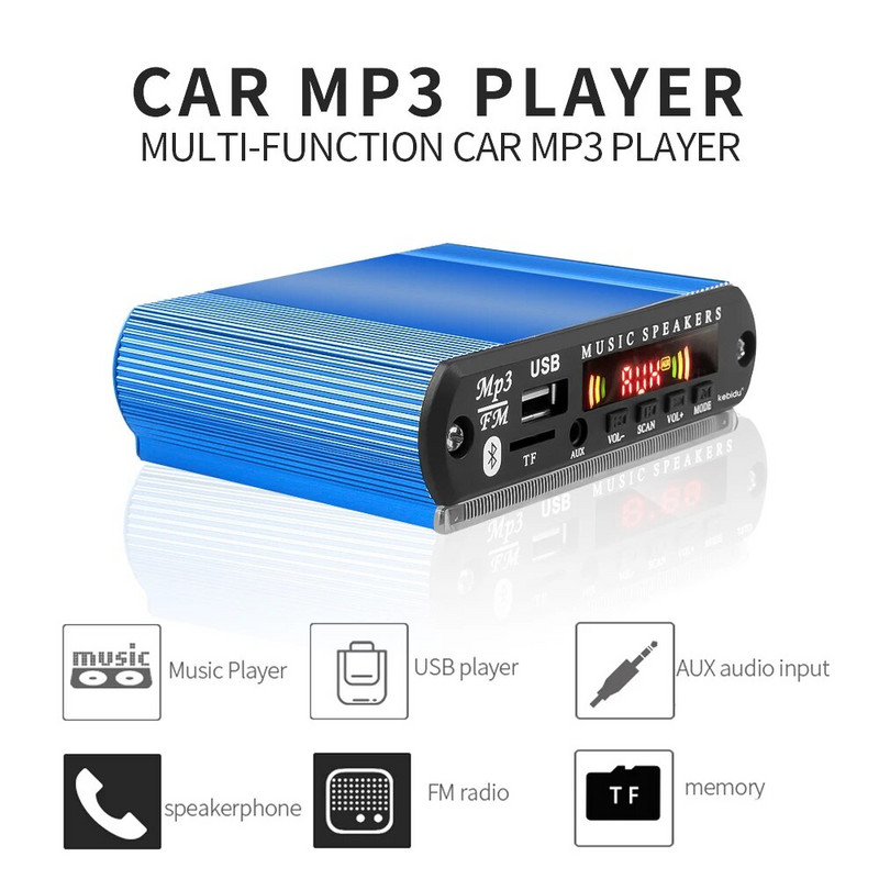 KEBIDU USB/TF/FM audio modul Bluetooth MP3 dekoderska ploča s aluminijskom kutijom s podrškom za snimanje poziva, zaslon u boji