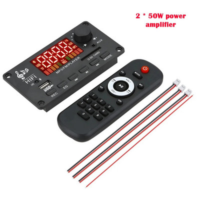 100 W pastiprinātājs MP3 dekodera plate Bluetooth 5.0 12V 22V 50*2W brīvroku DIY mūzikas atskaņotājs USB ierakstīšana FM AUX radio skaļrunim