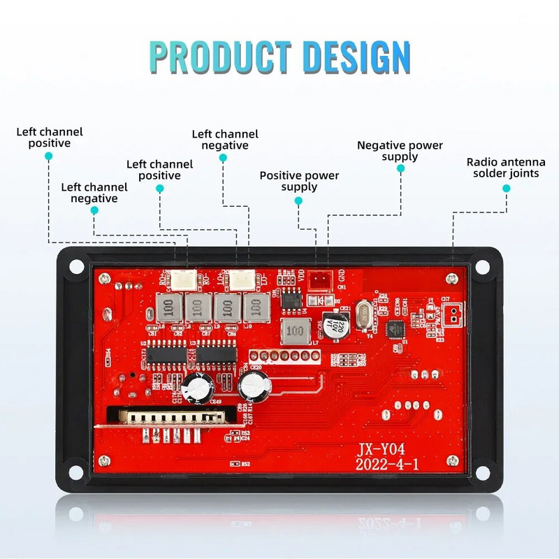 100 W pastiprinātājs MP3 dekodera plate Bluetooth 5.0 12V 22V 50*2W brīvroku DIY mūzikas atskaņotājs USB ierakstīšana FM AUX radio skaļrunim