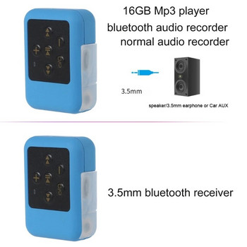 Водоустойчив IPX8 MP3 плейър BT-приемник Стерео звук 16GB Памет Плуване Гмуркане Сърф Колоездене Спорт Музикален плейър