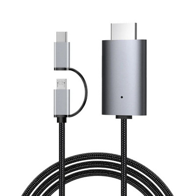 Micro USB Type C-HDMI kábel HD 1080P TV-adapter konverter laptophoz MacBook Huawei 2M USB C-HDMI-kompatibilis kábel