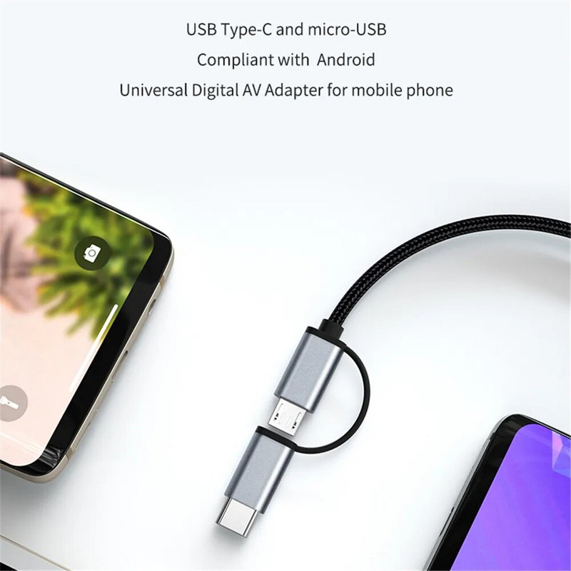 Micro USB Type C към HDMI кабел HD 1080P TV адаптер конвертор за лаптоп MacBook Huawei 2M USB C към HDMI-съвместим кабел
