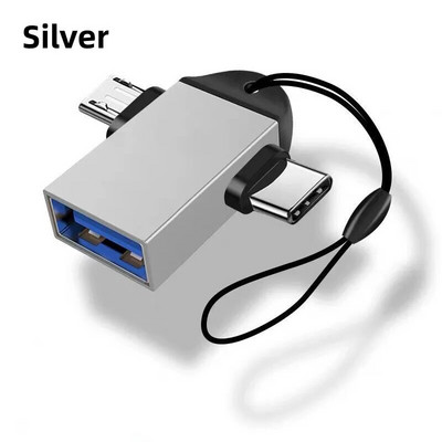 2 в 1 Type-C USB 3 женски към микро USB OTG адаптер за Android телефон Конвертор на данни за четец на твърд диск на таблет с ключодържател
