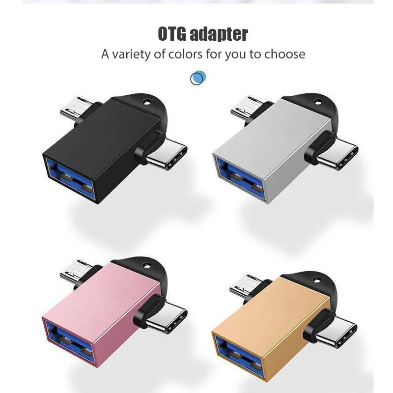 2 в 1 Type-C USB 3 женски към микро USB OTG адаптер за Android телефон Конвертор на данни за четец на твърд диск на таблет с ключодържател