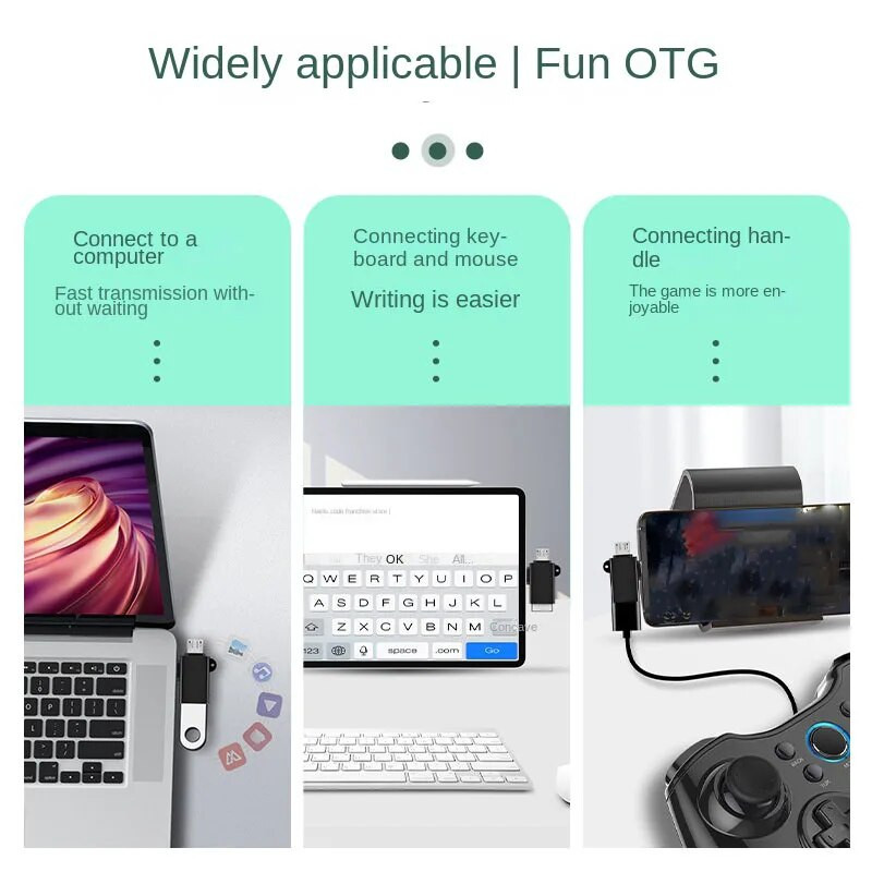 2 в 1 Type-C USB 3 женски към микро USB OTG адаптер за Android телефон Конвертор на данни за четец на твърд диск на таблет с ключодържател