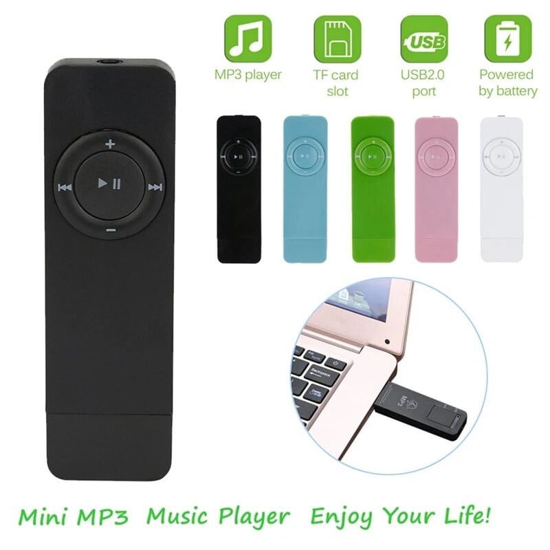 Mini MP3 grotuvas, madingas nešiojamas juostelinis sportinis garso praradimas, muzikos laikmenos palaikymas iki 32 GB Micro-TF kortelės