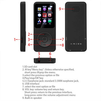 Συσκευή αναπαραγωγής MP3 64 GB Φορητή συσκευή αναπαραγωγής μουσικής HiFi ήχος χωρίς απώλειες συμβατό με Bluetooth 5.0 Φυσικά κουμπιά Ηλεκτρονικό βιβλίο ραδιοφώνου FM