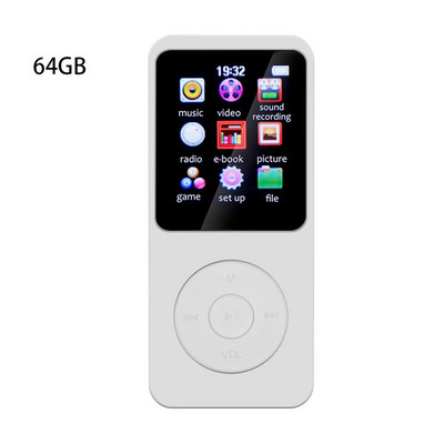 MP3 grotuvas 64GB nešiojamas muzikos grotuvas HiFi Lossless Sound Suderinamas su Bluetooth 5.0 fiziniai mygtukai FM radijas el.knyga