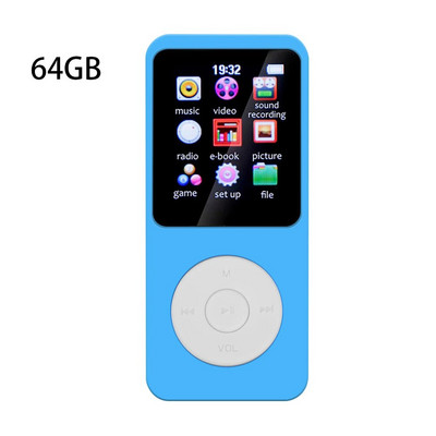 MP3 grotuvas 64GB nešiojamas muzikos grotuvas HiFi Lossless Sound Suderinamas su Bluetooth 5.0 fiziniai mygtukai FM radijas el.knyga