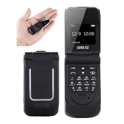J9 0.66" Mini Filp мобилен телефон Clamshell FM безжичен Bluetooth 3.0 Dialer Hands Free слушалки Мобилен телефон Телефон с една SIM карта