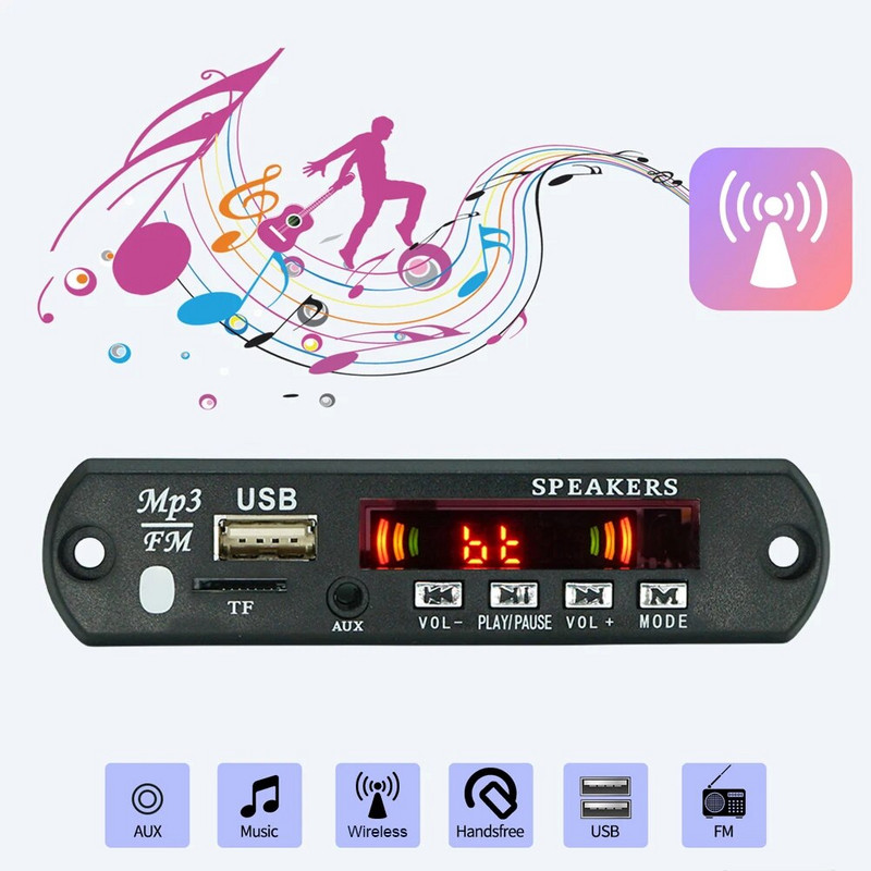 5/12V MP3 WMA dekóder kártya USB TF FM rádió Bluetooth-kompatibilis 5.0 audio MP3 lejátszó modul autós távirányítóval