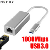 Προσαρμογέας USB 3.0 Ethernet 100M/1000Mbps Τύπος C σε RJ45 Lan για φορητό υπολογιστή MacBook iPad Switch Windows Thunderbolt 3 USBC κάρτα δικτύου