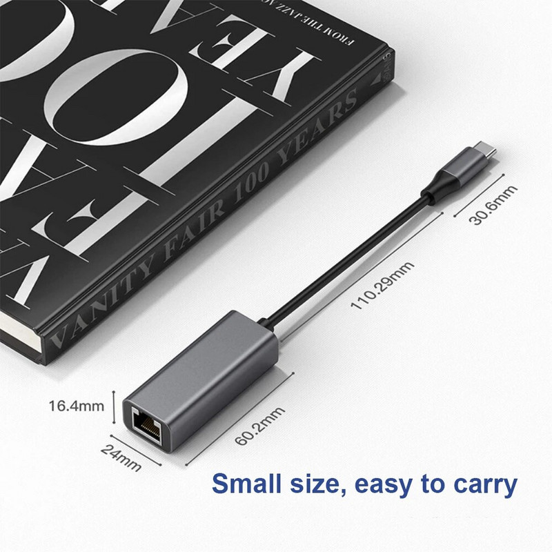 3.0 към 2.5G LAN Gigabit Ethernet адаптер RTL8156B 2500/1000/100Mbps USB C 3.1 RJ45 мрежова карта за лаптоп, настолен компютър