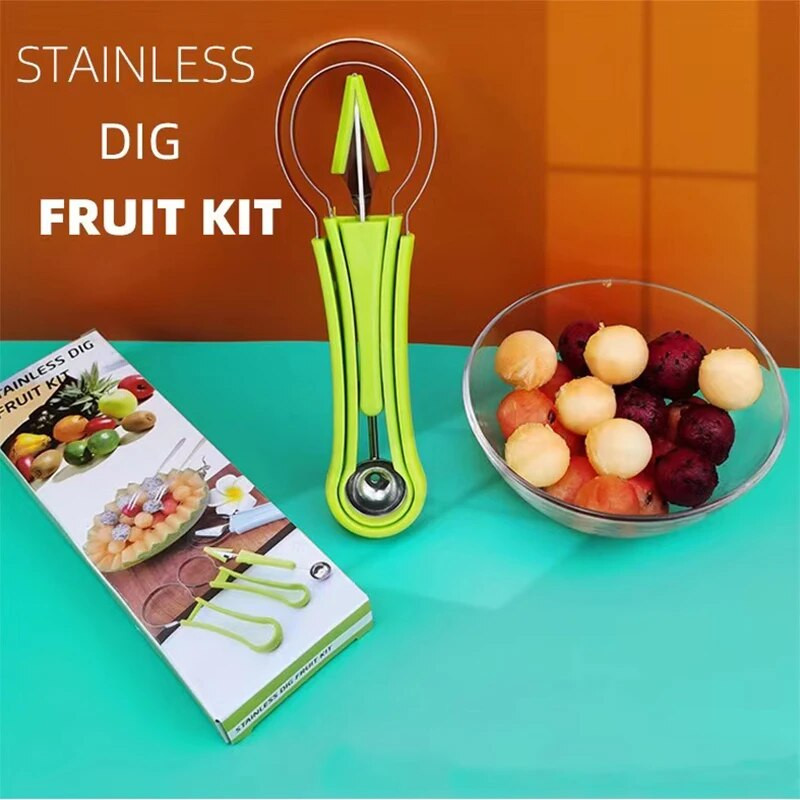 3 viename vaisių drožybos peilis arbūzų baleriai Ledų kasimo rutuliukas šaukštas vaisių lėkštė Kasti minkštimo separatorius virtuvės prietaisai