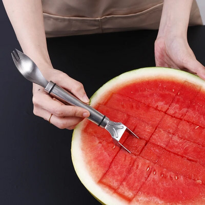 Εργαλεία φρούτων κουζίνας Πεπόνι κοπής διπλής χρήσης από ανοξείδωτο χάλυβα Δικέφαλο Καρπούζι