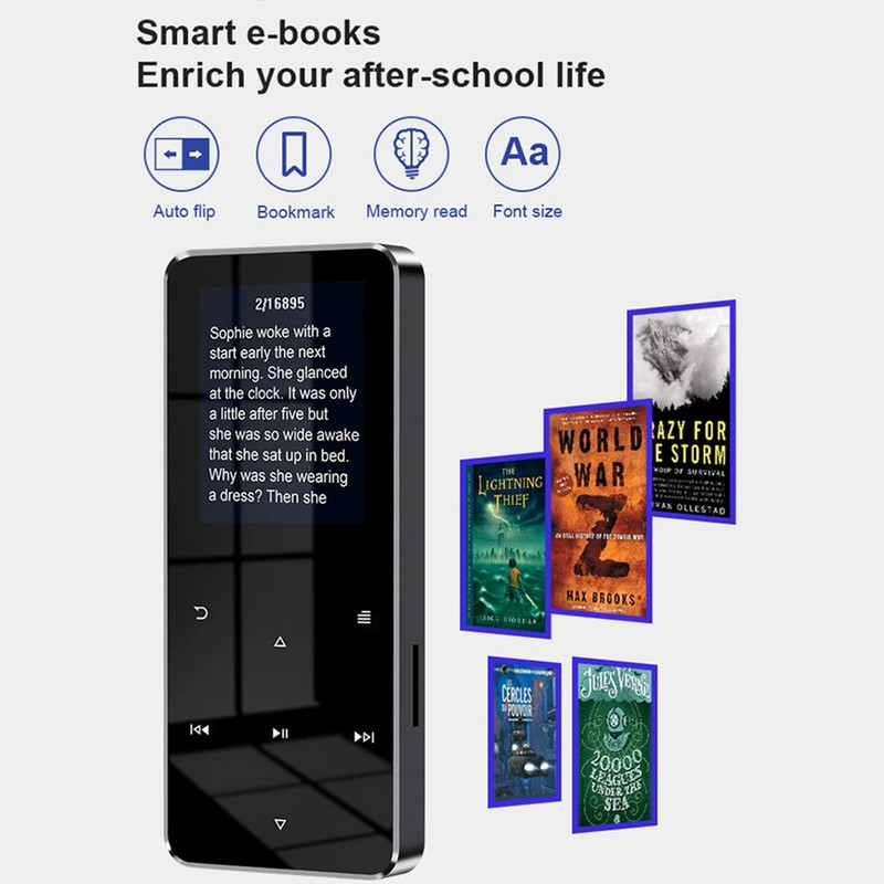 Noul player de muzică MP3 MP4 de 1,8 inci Metal Touch compatibil Bluetooth 5.0 Radio FM Redare video 8/32 GB E-book Player Hifi Walkman