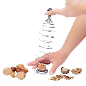 Щипка за орехи Кухненски инструмент за отстраняване на неръждаема стомана Пружина от лешник, белене на орех, разбиване на орех, счупена черупка, капак от златна камбана
