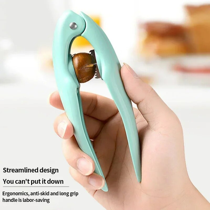 2 az 1-ben gesztenyegép konyhai kiegészítők rozsdamentes acél gesztenyetörő nyitó hüvelyvágó fém anyák csíptető dió fogó szerszám