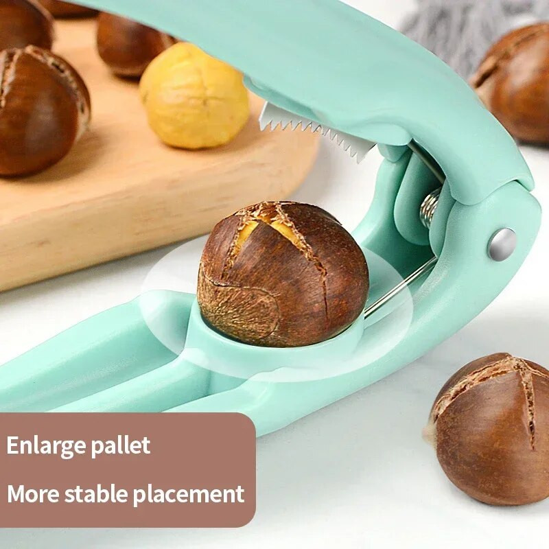 2 az 1-ben gesztenyegép konyhai kiegészítők rozsdamentes acél gesztenyetörő nyitó hüvelyvágó fém anyák csíptető dió fogó szerszám