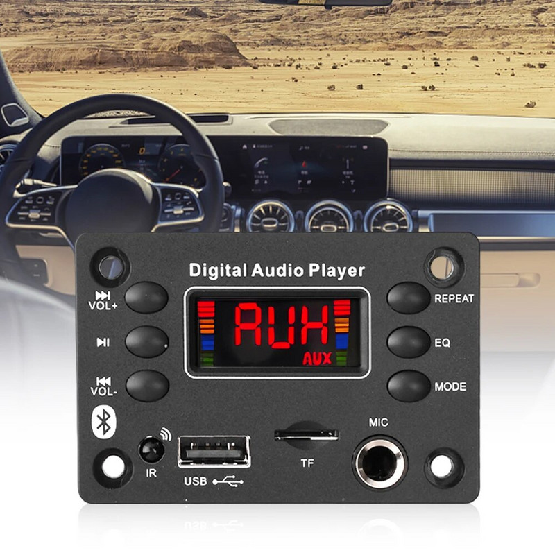 DC 7-16V Bluetooth 5.0 MP3 WMA WAV APE FLAC dekoodri plaat 2*25W võimendi moodul auto helimikrofon muusikapleier kõlar raadio