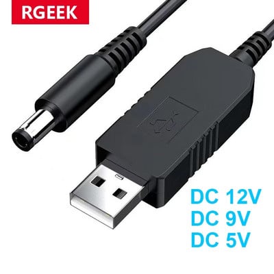 5,5 * 2,1 mm WiFi-toitepanga kaabli pistik DC 5 V kuni 12 V USB-kaabli võimendusmuunduri astmeline juhe WiFi-ruuteri modemi ventilaatori jaoks