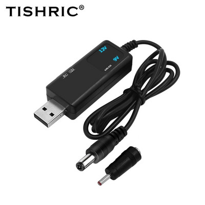TISHRIC 5 V USB DC 12 V 9 V maitinimo kabelis iš USB į nuolatinės srovės keitiklio laidas, skirtas maršrutizatoriaus lizdui 5,5 / 3,5 mm maitinimo šaltinio kištuko lizdas per „Powerbank“