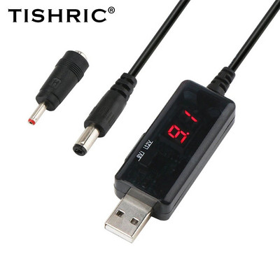 TISHRIC 5 V USB DC 12 V 9 V maitinimo kabelis iš USB į nuolatinės srovės keitiklio laidas, skirtas maršrutizatoriaus lizdui 5,5 / 3,5 mm maitinimo šaltinio kištuko lizdas per „Powerbank“