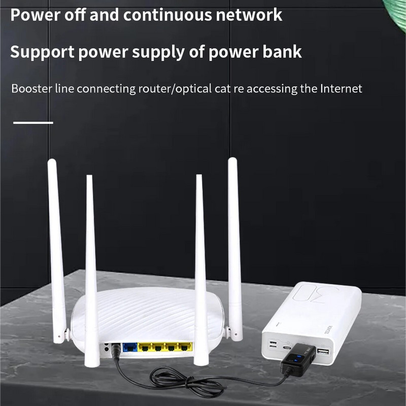 TISHRIC 5 V USB DC 12 V 9 V maitinimo kabelis iš USB į nuolatinės srovės keitiklio laidas, skirtas maršrutizatoriaus lizdui 5,5 / 3,5 mm maitinimo šaltinio kištuko lizdas per „Powerbank“