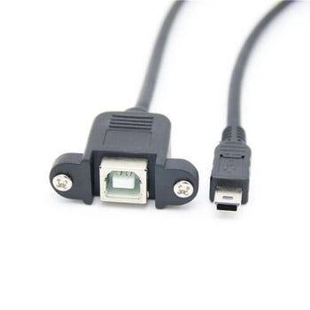 USB 2.0 B мъжки към USB B женски панел за монтаж на принтер към Micro usb Mini usb Тип-cm мъжки удължителен кабел Степен на отвор за винт Конектор