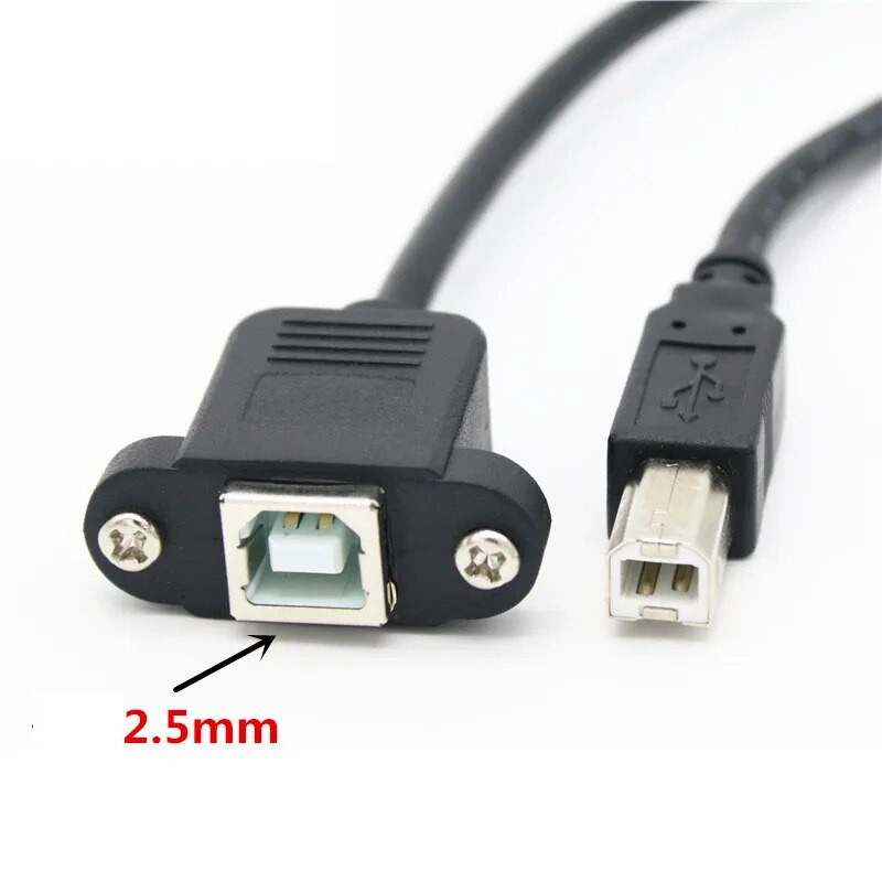 USB 2.0 B vīrišķais uz USB B materiāls Printera paneļa stiprinājums pie Micro usb Mini usb tips-kvadrats pagarinātāja kabeļa skrūvējamā cauruma savienotāja pakāpe