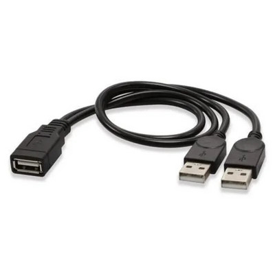 1 vnt. juodas USB 3.0 lizdas su dvigubu USB kištuku su papildomo maitinimo duomenų Y ilgintuvu, skirtas 2,5" mobiliojo kietojo disko kompiuterio aparatinės įrangos kabeliams