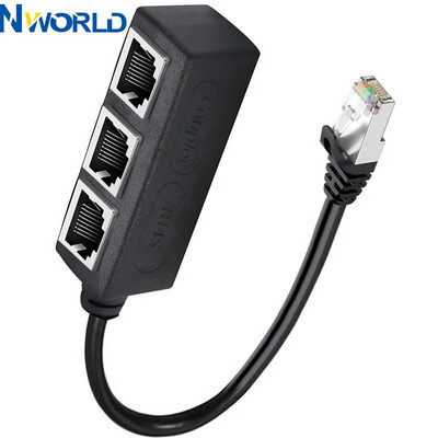 RJ45 Ethernet кабел сплитер мрежов адаптер, Ethernet сплитер 1 до 3 кабел подходящ супер LAN Ethernet конектор адаптер Cat 6