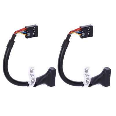 1–5 vnt Keitiklio adapteris USB 3.0 20 kontaktų kištukas į USB 2.0 9 kontaktų pagrindinės plokštės moteriškas kabelis USB3.0 lizdas iki 9 kontaktų USB2.0 kištukas
