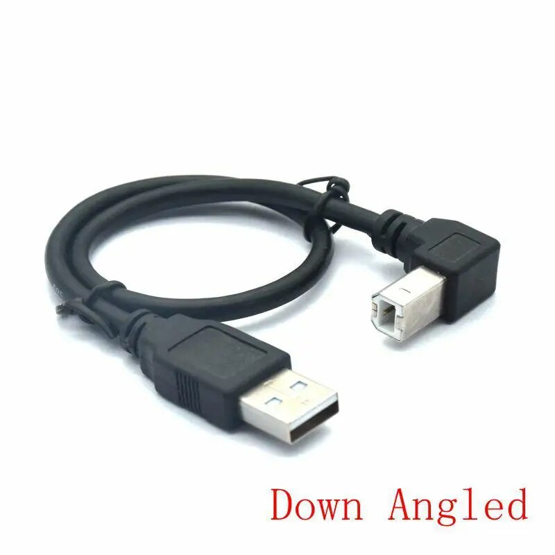 USB 2.0 A vīrs uz USB B cilpa B tips BM uz augšu un uz leju, pa labi un pa kreisi Printera skenera 90 grādu kabelis 50 cm 150 cm BM leņķiskais kabelis