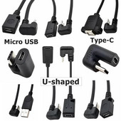 U formos 180 laipsnių kampu USB 3.1 C tipo vyriškas ir moteriškas Micro Mini Type-C USB otg USB-C įkrovimo duomenų keitiklio adapterio laidas