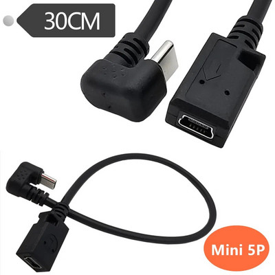 U formos 180 laipsnių kampu USB 3.1 C tipo vyriškas ir moteriškas Micro Mini Type-C USB otg USB-C įkrovimo duomenų keitiklio adapterio laidas