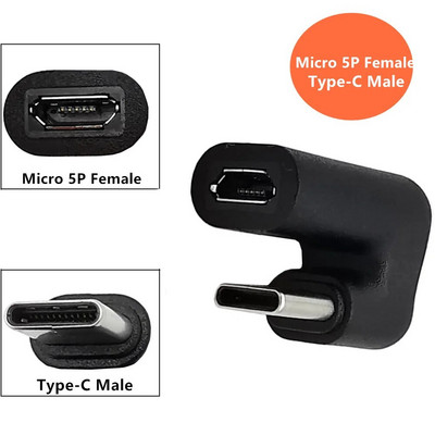 U formos 180 laipsnių kampu USB 3.1 C tipo vyriškas ir moteriškas Micro Mini Type-C USB otg USB-C įkrovimo duomenų keitiklio adapterio laidas