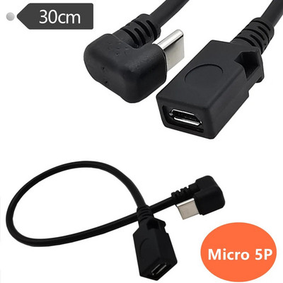 U formos 180 laipsnių kampu USB 3.1 C tipo vyriškas ir moteriškas Micro Mini Type-C USB otg USB-C įkrovimo duomenų keitiklio adapterio laidas